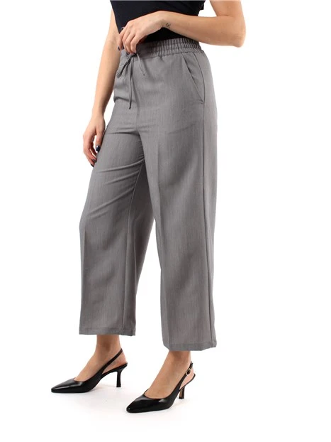 PANTALONI CROPPED AMPI CON COULISSE IN VITA DONNA GRIGIO