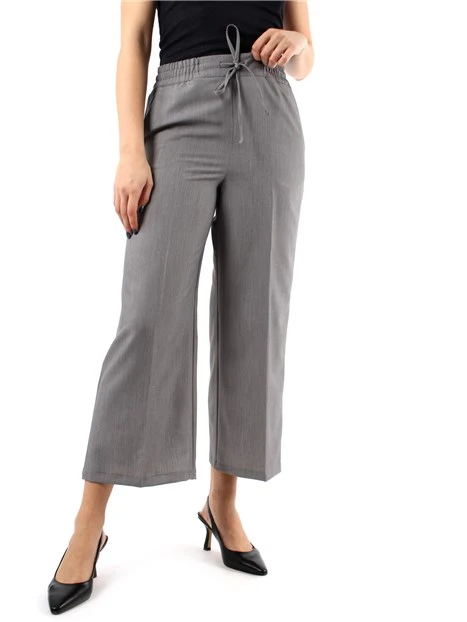 PANTALONI CROPPED AMPI CON COULISSE IN VITA DONNA GRIGIO