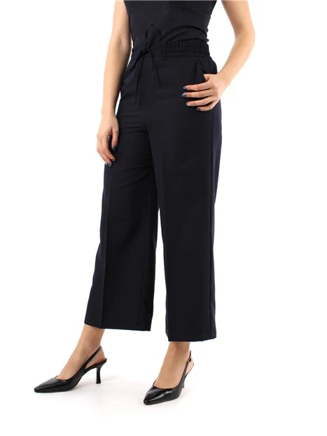 PANTALONI CROPPED AMPI CON COULISSE IN VITA DONNA BLU