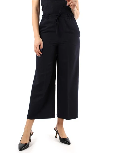 PANTALONI CROPPED AMPI CON COULISSE IN VITA DONNA BLU