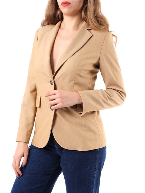 GIACCA BLAZER MONOPETTO IN MISTO VISCOSA DONNA BEIGE