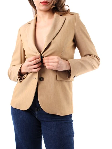 GIACCA BLAZER MONOPETTO IN MISTO VISCOSA DONNA BEIGE