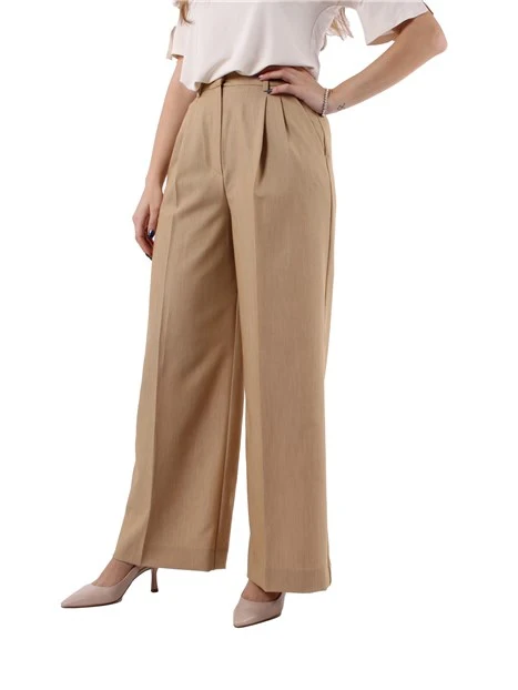 PANTALONI PALAZZO IN MISTO VISCOSA DONNA BEIGE