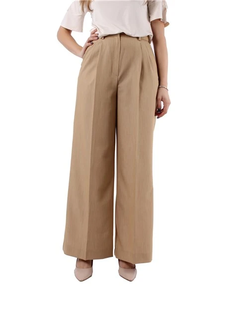 PANTALONI PALAZZO IN MISTO VISCOSA DONNA BEIGE