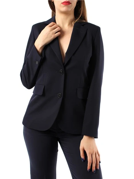 GIACCA BLAZER MONOPETTO IN MISTO VISCOSA DONNA BLU