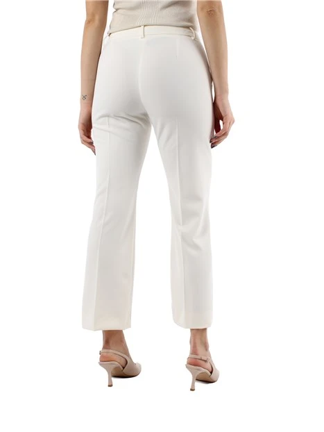 PANTALONI CROPPED A ZAMPA IN TWILL DONNA BIANCO BURRO