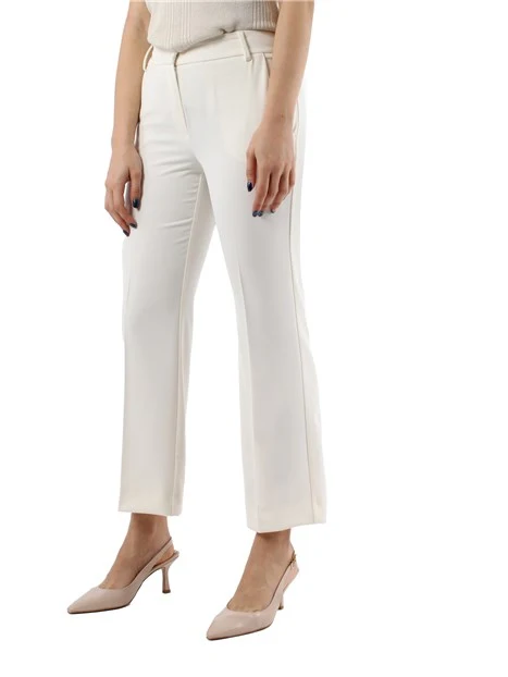 PANTALONI CROPPED A ZAMPA IN TWILL DONNA BIANCO BURRO