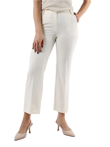 PANTALONI CROPPED A ZAMPA IN TWILL DONNA BIANCO BURRO