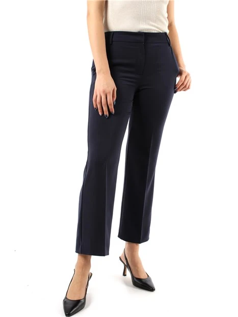 PANTALONI CROPPED A ZAMPA IN TWILL DONNA BLU