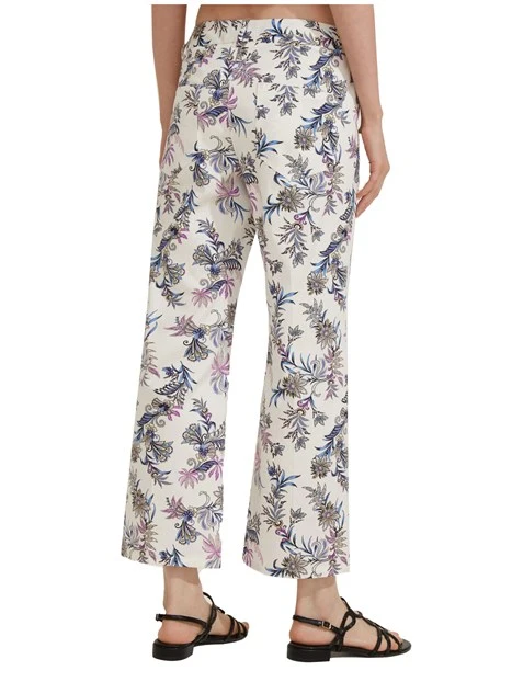 PANTALONI CROPPED CON STAMPA FLOREALE DONNA BIANCO