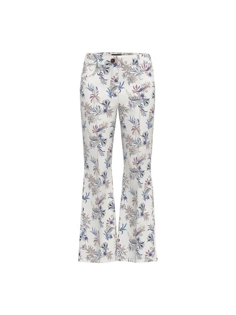 PANTALONI CROPPED CON STAMPA FLOREALE DONNA BIANCO