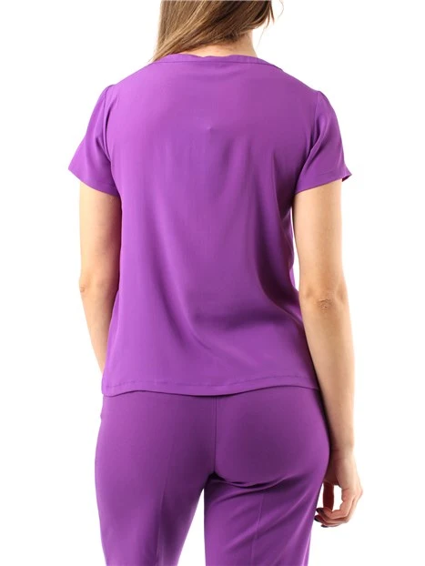 BLUSA A MANICA CORTA IN CRÊPE MISTO SETA DONNA VIOLA