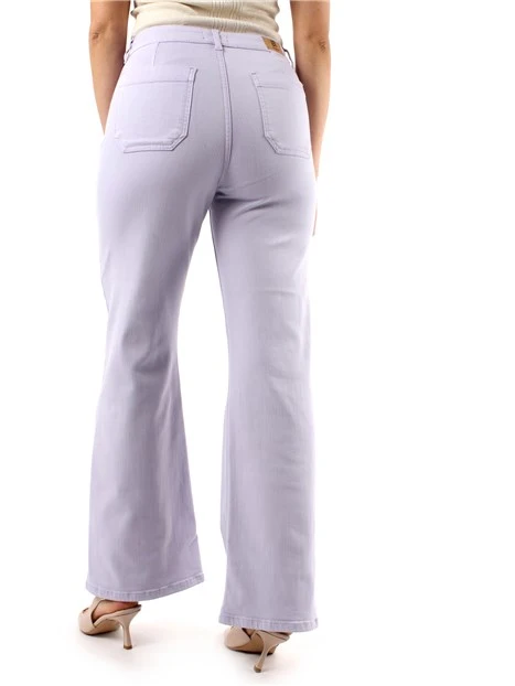 PANTALONE PALAZZO IN GABARDINA STRETCH DONNA LILLA