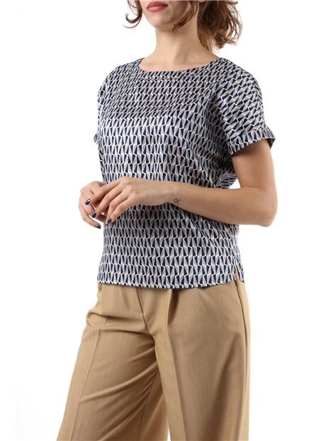 BLUSA A FANTASIA GEOMETRICA DONNA BLU