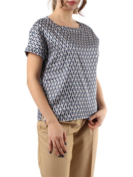 BLUSA A FANTASIA GEOMETRICA DONNA BLU