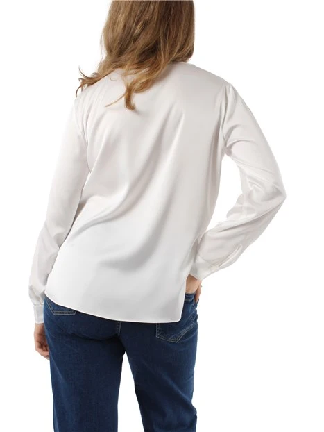 BLUSA GIROCOLLO IN RASO DONNA BIANCO