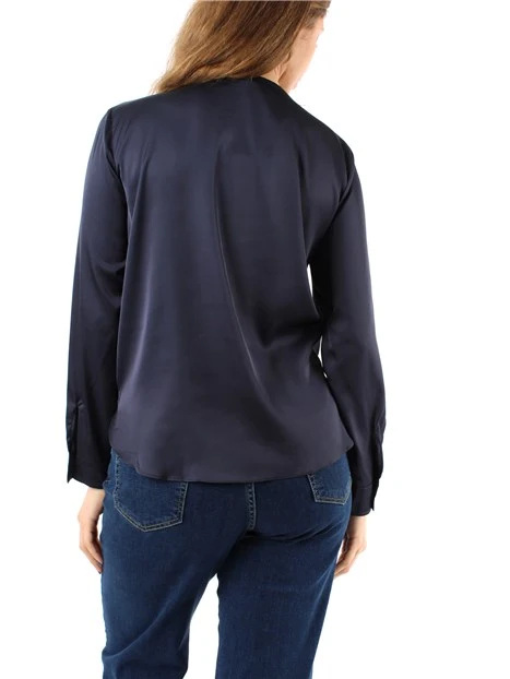 BLUSA GIROCOLLO IN RASO DONNA BLU