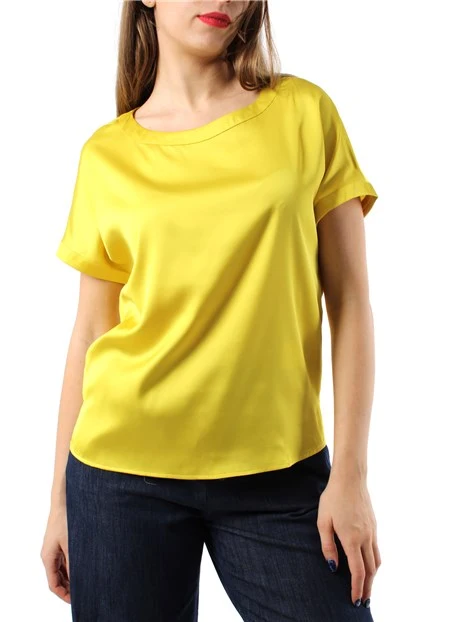 BLUSA A MANICHE CORTE IN RASO DONNA GIALLO