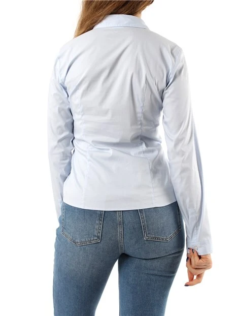 CAMICIA IN POPELINE STRETCH DI COTONE DONNA AZZURRO