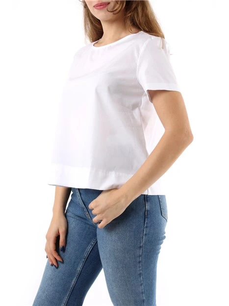 T-SHIRT MANICA CORTA IN POPELINE DI COTONE DONNA BIANCO