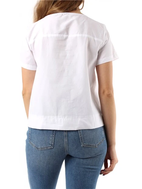 T-SHIRT MANICA CORTA IN POPELINE DI COTONE DONNA BIANCO