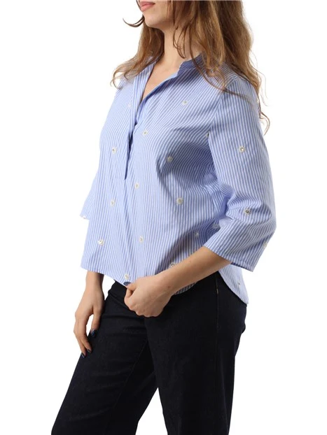 BLUSA A RIGHE DONNA AZZURRO