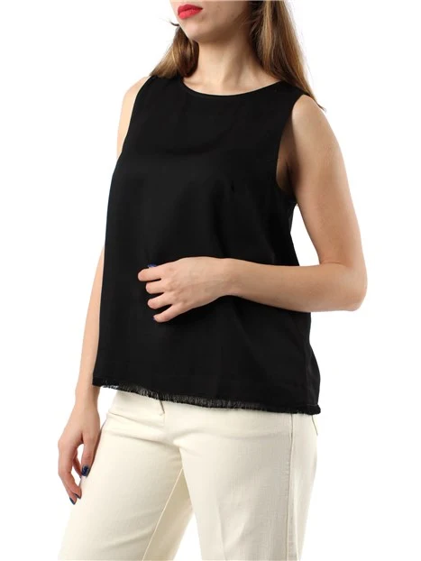 TOP IN WILL DI VISCOSA E LINO DONNA NERO