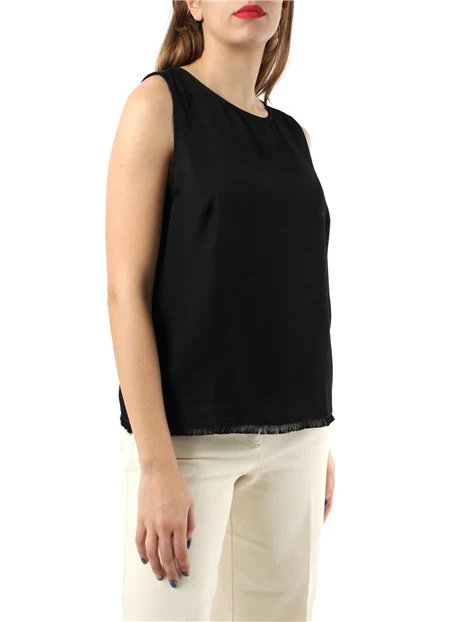 TOP IN WILL DI VISCOSA E LINO DONNA NERO