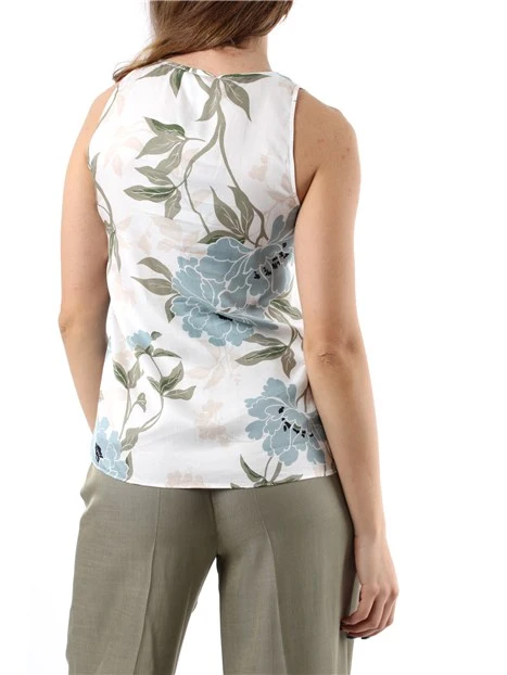 TOP IN TWILL A FANTASIA DONNA BIANCO