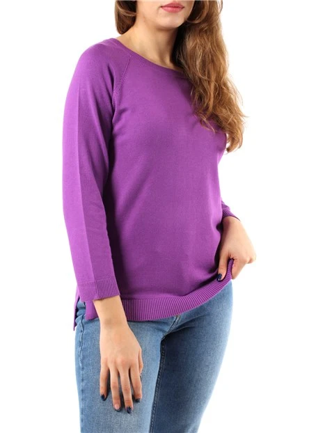 MAGLIA GIROCOLLO IN FILATO MISTO VISCOSA DONNA VIOLA