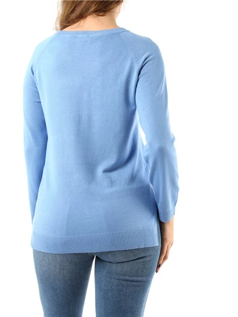 MAGLIA GIROCOLLO IN FILATO MISTO VISCOSA DONNA AZZURRO