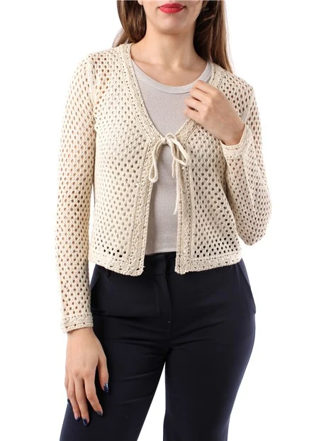 CARDIGAN IN MAGLIA A RETE DONNA AVORIO