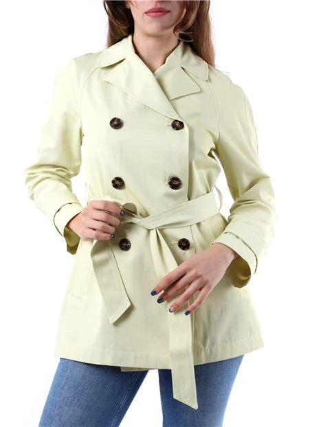 TRENCH IN GABARDINE DI COTONE DONNA GIALLO LIME