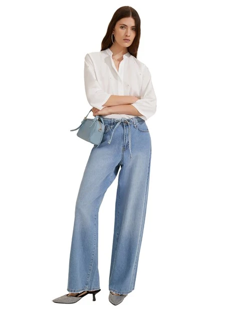 JEANS PALAZZO CON CINTURA SOTTILE DONNA BLU