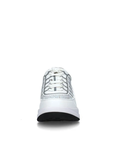 SNEAKERS PLATFORM UP CON STRASS DONNA BIANCO ARGENTO