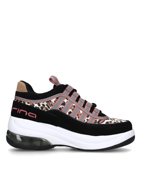 SNEAKERS PLATFORM UP TRAMA ANIMAL DONNA NERO