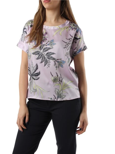 BLUSA IN TWILL A FANTASIA FLOREALE DONNA LILLA