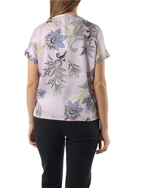 BLUSA IN TWILL A FANTASIA FLOREALE DONNA LILLA