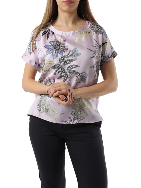 BLUSA IN TWILL A FANTASIA FLOREALE DONNA LILLA