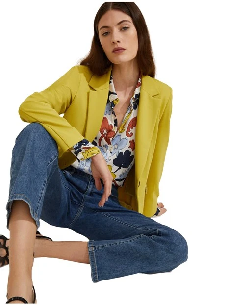 GIACCA BLAZER MONOPETTO IN JERSEY PUNTO MILANO DONNA GIALLO