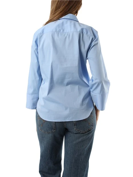 BLUSA CON SCOLLO A V DONNA AZZURRO