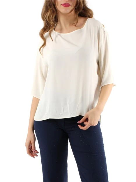 BLUSA SVASATA IN CRÊPE MISTO SETA DONNA BIANCO