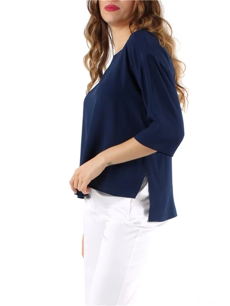 BLUSA SVASATA IN CRÊPE MISTO SETA DONNA BLU