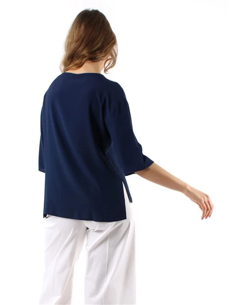 BLUSA SVASATA IN CRÊPE MISTO SETA DONNA BLU