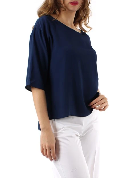 BLUSA SVASATA IN CRÊPE MISTO SETA DONNA BLU