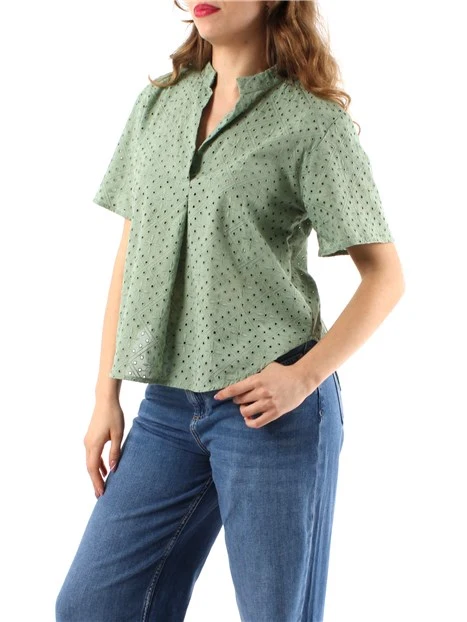 BLUSA CON RICAMO SANGALLO DONNA VERDE