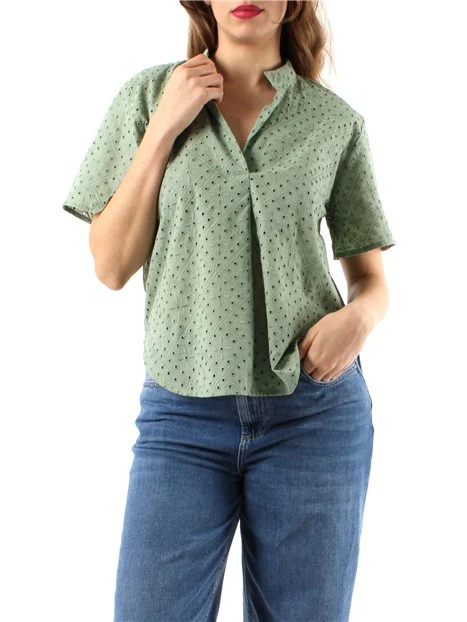 BLUSA CON RICAMO SANGALLO DONNA VERDE