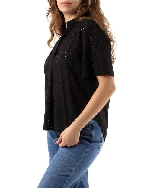 BLUSA CON RICAMO SANGALLO DONNA NERO