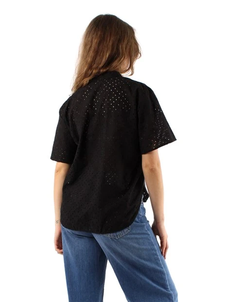 BLUSA CON RICAMO SANGALLO DONNA NERO