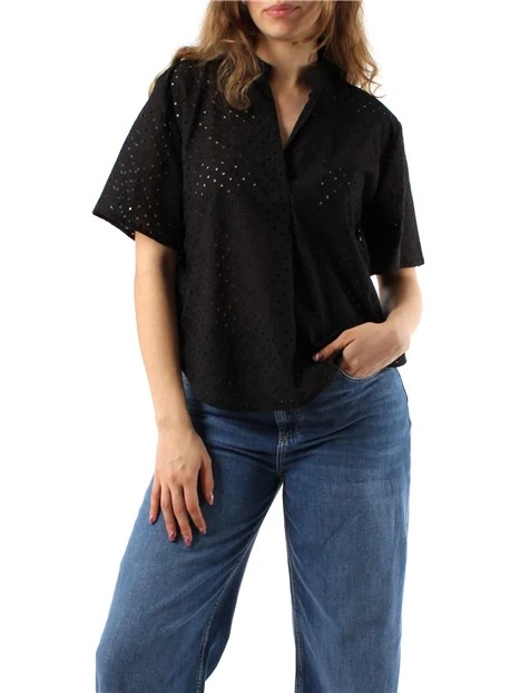 BLUSA CON RICAMO SANGALLO DONNA NERO